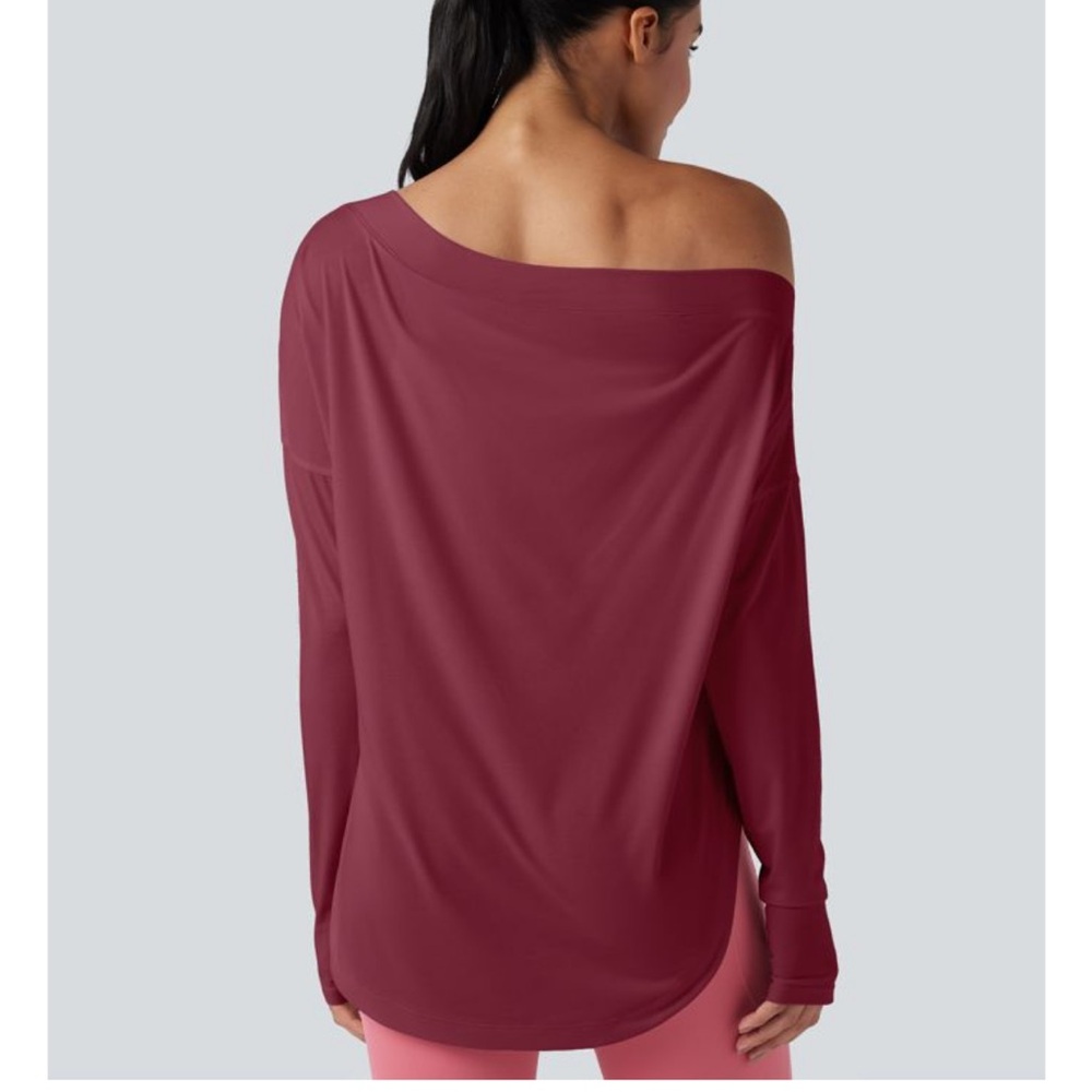 Halara Women's Off-Shoulder Burgundy Top, new - Picture 2 of 11